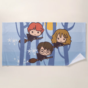 Serviette De Plage Dessin animé Harry, Ron et Hermione volant dans le