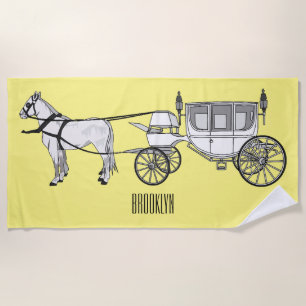 Serviette De Plage dessin animé mariage cheval & calèche