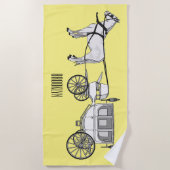 Serviette De Plage dessin animé mariage cheval & calèche (Devant)