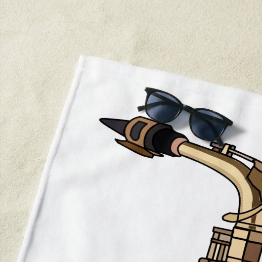 Serviette De Plage dessin animé saxophone (En situation)