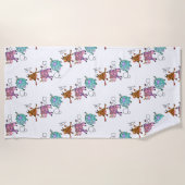 Serviette de plage dessin animé vaches géométrique (Devant)