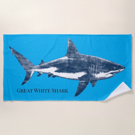 Serviette De Plage Dessin antique d'un requin (Devant)