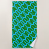 Serviette De Plage Dessin chevron zigzag bleu vert (Devant)