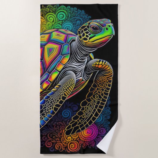 Serviette De Plage Dessin coloré de tortue marine (Devant)