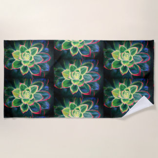 Serviette De Plage Dessin d'art de succulente verte