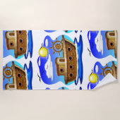 Serviette De Plage Dessin de bateau de pêche (Devant)