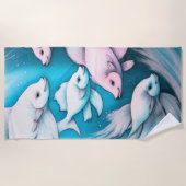 Serviette De Plage Dessin de calcaire bleu et rose (Devant)