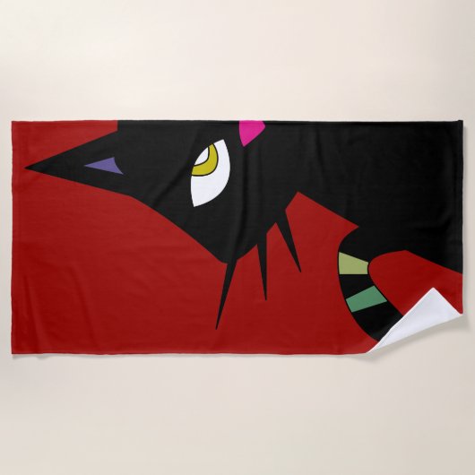 Serviette De Plage Dessin de chat (Devant)