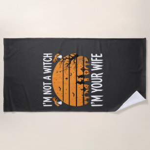 Serviette De Plage Dessin de cimetière de sorcière de Halloween drôle