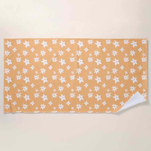 Serviette De Plage Dessin de ligne orange vif Graphique floral (Devant)