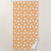 Serviette De Plage Dessin de ligne orange vif Graphique floral (Devant)