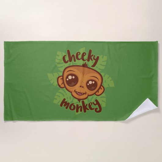 Serviette De Plage Dessin de primate de singe mignon (Devant)