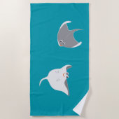 Serviette De Plage Dessin de Stingrays (Devant)