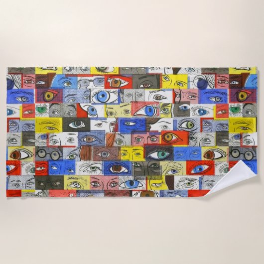 Serviette De Plage Dessin de Whimsical Crazy Cool et d'oreilles uniqu (Devant)