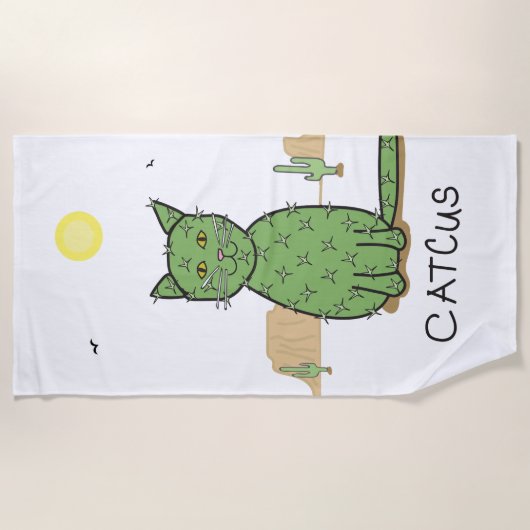 Serviette De Plage Dessin drôle de cactus de "Catcus" (Devant)