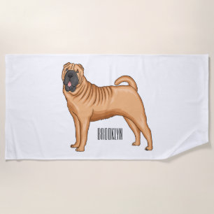 Serviette De Plage dessin humoristique chinois de chien Shar-Pei
