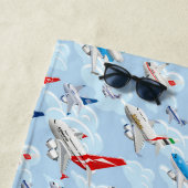 Serviette De Plage Dessin motif sans couture pour avions commerciaux (En situation)
