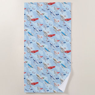 Serviette De Plage Dessin motif sans couture pour avions commerciaux