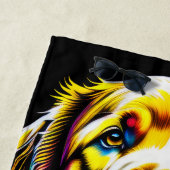 Serviette De Plage Dessin vibrant de chien d'or rétriever (En situation)