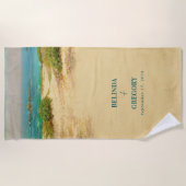 Serviette De Plage Destination de mariage de plage côtière à l'aquare (Devant)