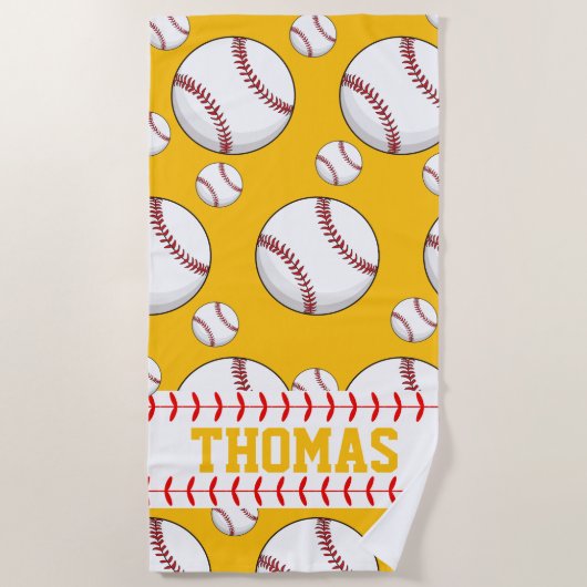 Serviette de plage d'été personnalisée de baseball (Devant)