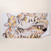 Serviette De Plage Deux chats du Bengale Aquarelle Art (Devant)
