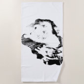 Serviette De Plage Deux Chiens, Un Lien (Devant)