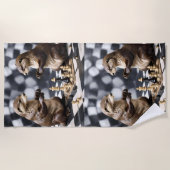 Serviette De Plage Deux Otters Jouant Aux Échecs, (Devant)