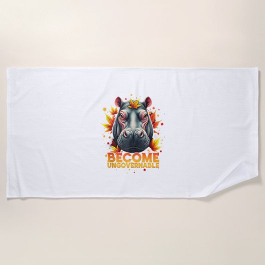 Serviette De Plage Devenez ingouvernable Retro Baby Hippo Moo Deng Au (Devant)