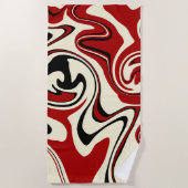 Serviette De Plage Déversement - Rouge et crème (Devant)