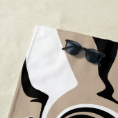 Serviette De Plage Déversement - Taupe, noir et blanc (En situation)