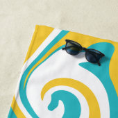 Serviette De Plage Déversement - Turquoise et Jaune (En situation)