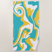 Serviette De Plage Déversement - Turquoise et Jaune (Devant)