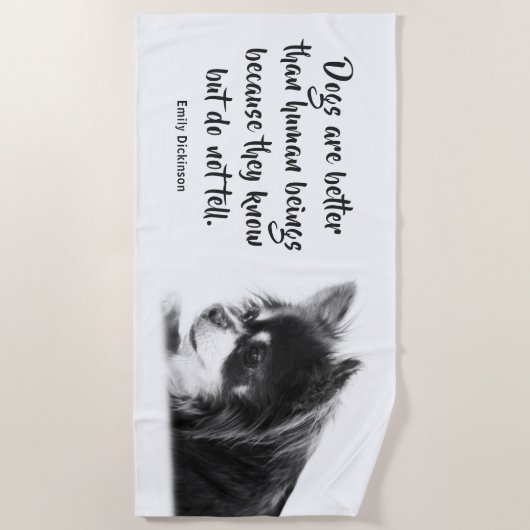 Serviette De Plage Devis personnalisé de chien et Emily Dickinson (Devant)