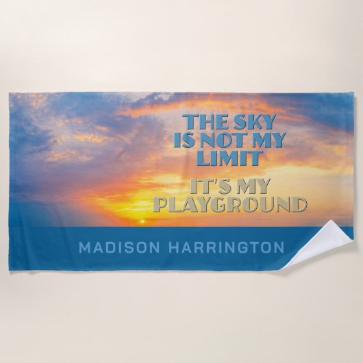 Serviette De Plage Devis Sky de nom personnalisé (Devant)