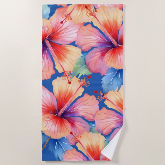 Serviette de plage d'hibiscus tropical (Devant)