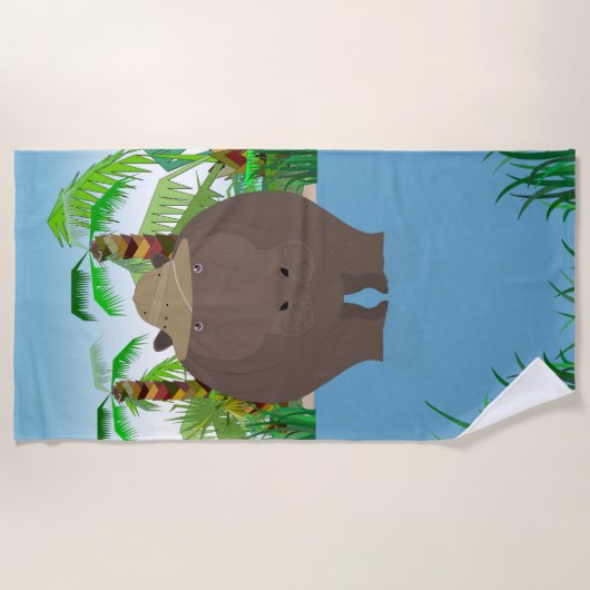 Serviette de plage d'hippopotame (Devant)