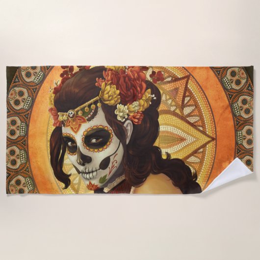 Serviette De Plage Dia De Los Muertos Throw Pillow (Devant)