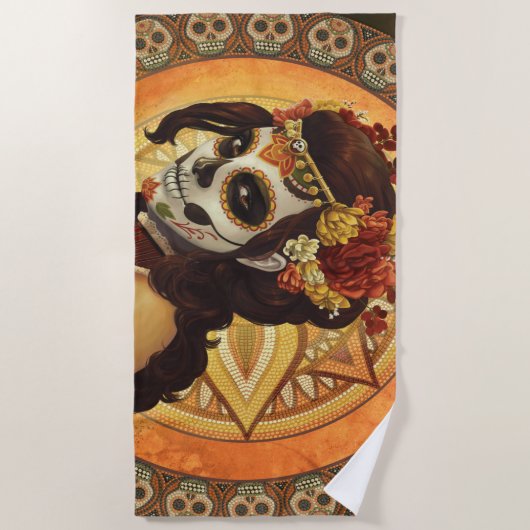 Serviette De Plage Dia De Los Muertos Throw Pillow (Devant)