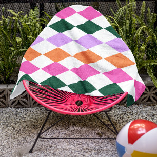 Serviette De Plage Diamant coloré Motif du milieu du siècle moderne