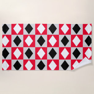 Serviette De Plage Diamant rouge noir blanc géométrique Rhombus