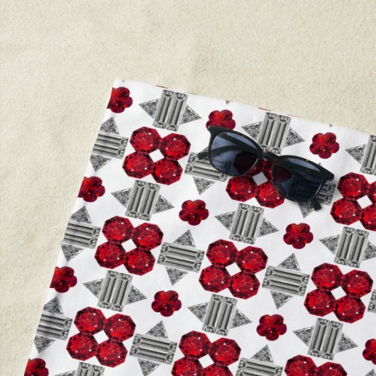 Serviette De Plage Diamant Ruby Gemstone Art, Rouge (En situation)