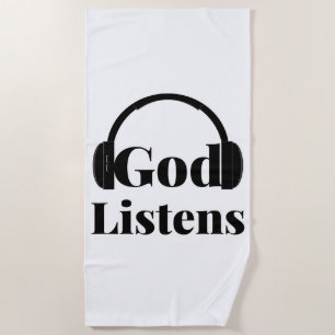 Serviette De Plage Dieu écoute une citation basée sur la foi