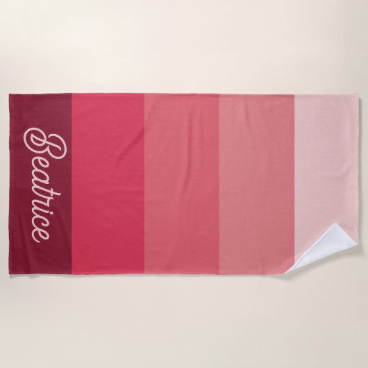 Serviette De Plage Différentes Nuances de Rose Personnalisables (Devant)
