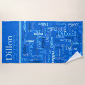 Serviette De Plage Dillon nom personnalisé signifiant nuances de bleu (Devant)