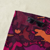 Serviette De Plage Dino Doodle Silhouettes Enfants Dinosaur (En situation)