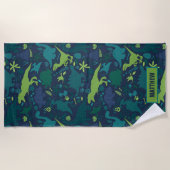 Serviette De Plage Dino Doodle Silhouettes Enfants Dinosaur (Devant)