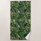 Serviette De Plage Dinosaur Eyes Green Plants Ancient Creature Art (Devant)