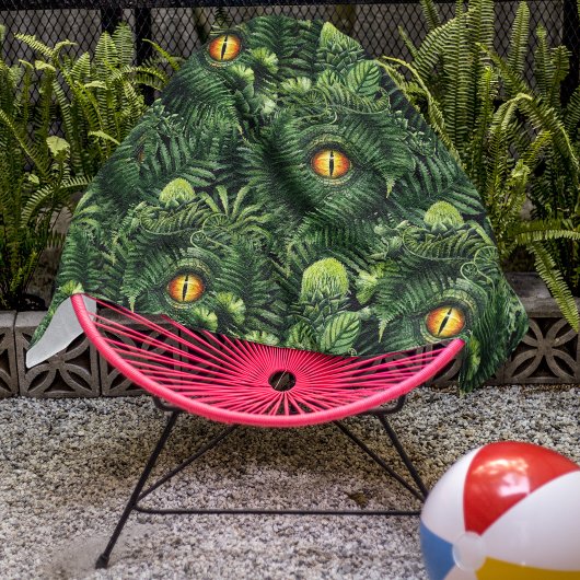 Serviette De Plage Dinosaur Eyes Green Plants Ancient Creature Art