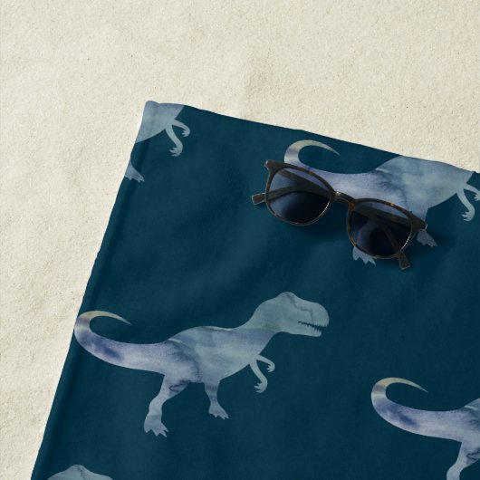 Serviette De Plage Dinosaure Bleu Trex (En situation)